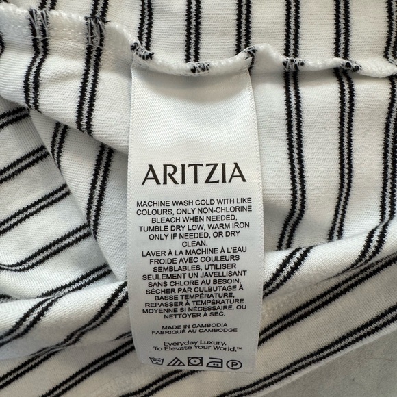 Babaton White Long Sleeve T-Shirt with Black Stripes - Size Small - Picture 4 of 4